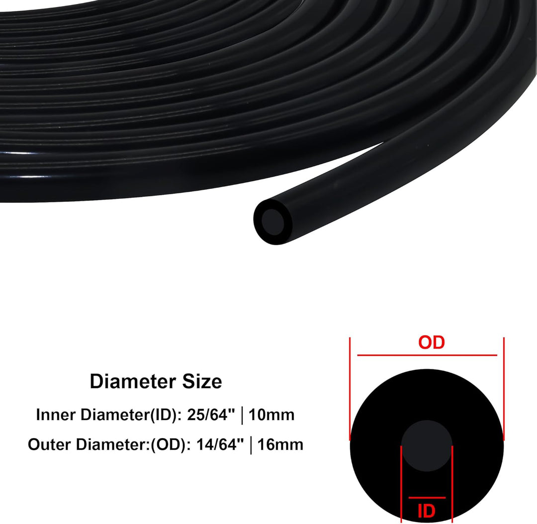 LAVMHAB Vakuum Silikonschlauch, 10mm ID x 16mm OD 3mm Wandstärke 3 Meter Länge, Silikon Vakuumschlau
