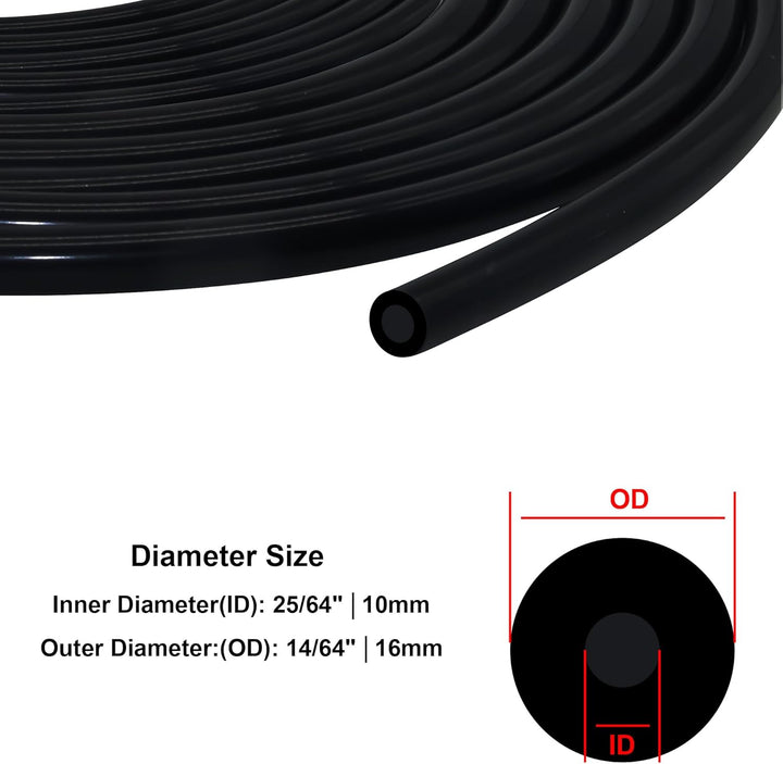 LAVMHAB Vakuum Silikonschlauch, 10mm ID x 16mm OD 3mm Wandstärke 3 Meter Länge, Silikon Vakuumschlau