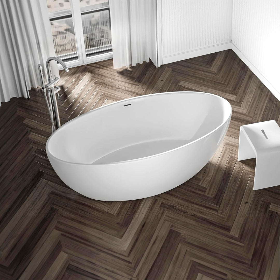 BERNSTEIN Freistehende Badewanne aus Sanitäracryl Standbadewanne Wanne mit Doppelwandiger Konstrukti