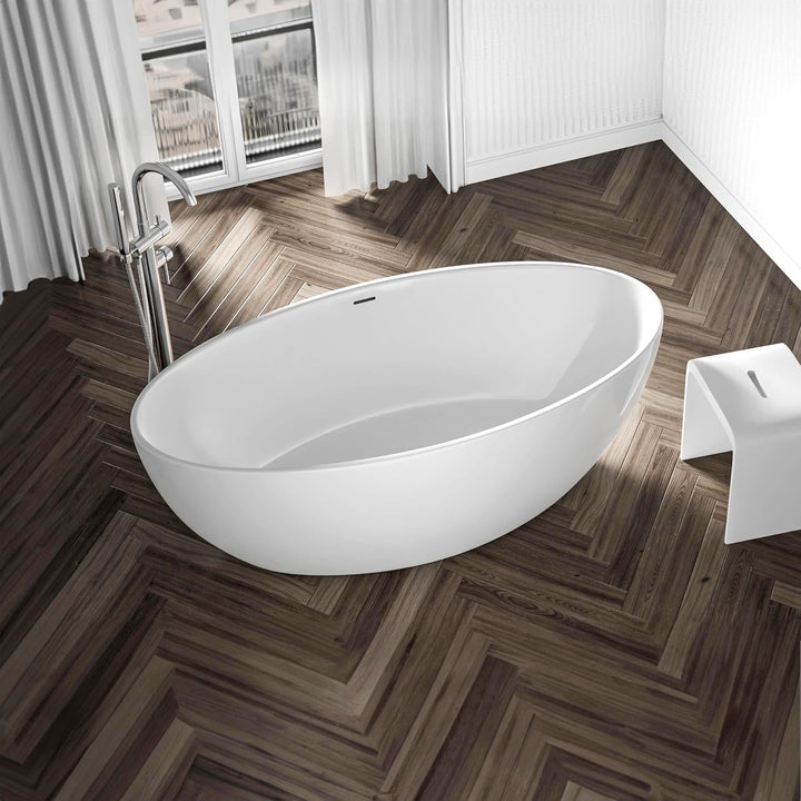 BERNSTEIN Freistehende Badewanne aus Sanitäracryl Standbadewanne Wanne mit Doppelwandiger Konstrukti