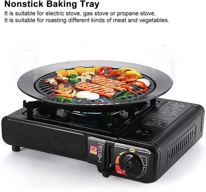 Yctze Barbecue Pan - Runder, rauchfreier Grillpfanne, Antihaft-Backblech, Grillplatte, BBQ-R?stblech