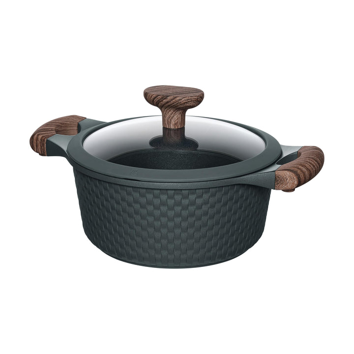RESTO 93901 Topf mit Glasdeckel Ø20cm schwarz 2,4L - stilvoller Topf antihaftbeschichtet, Induktion,