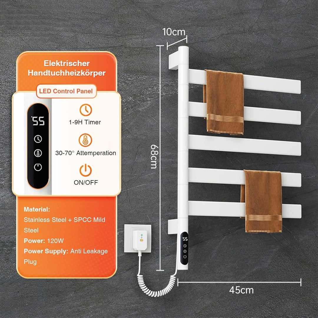 180°Drehung Handtuchheizkörper Elektrisch Bad Handtuchtrockner Elektrisch HandtuchwäRmer Elektrisch