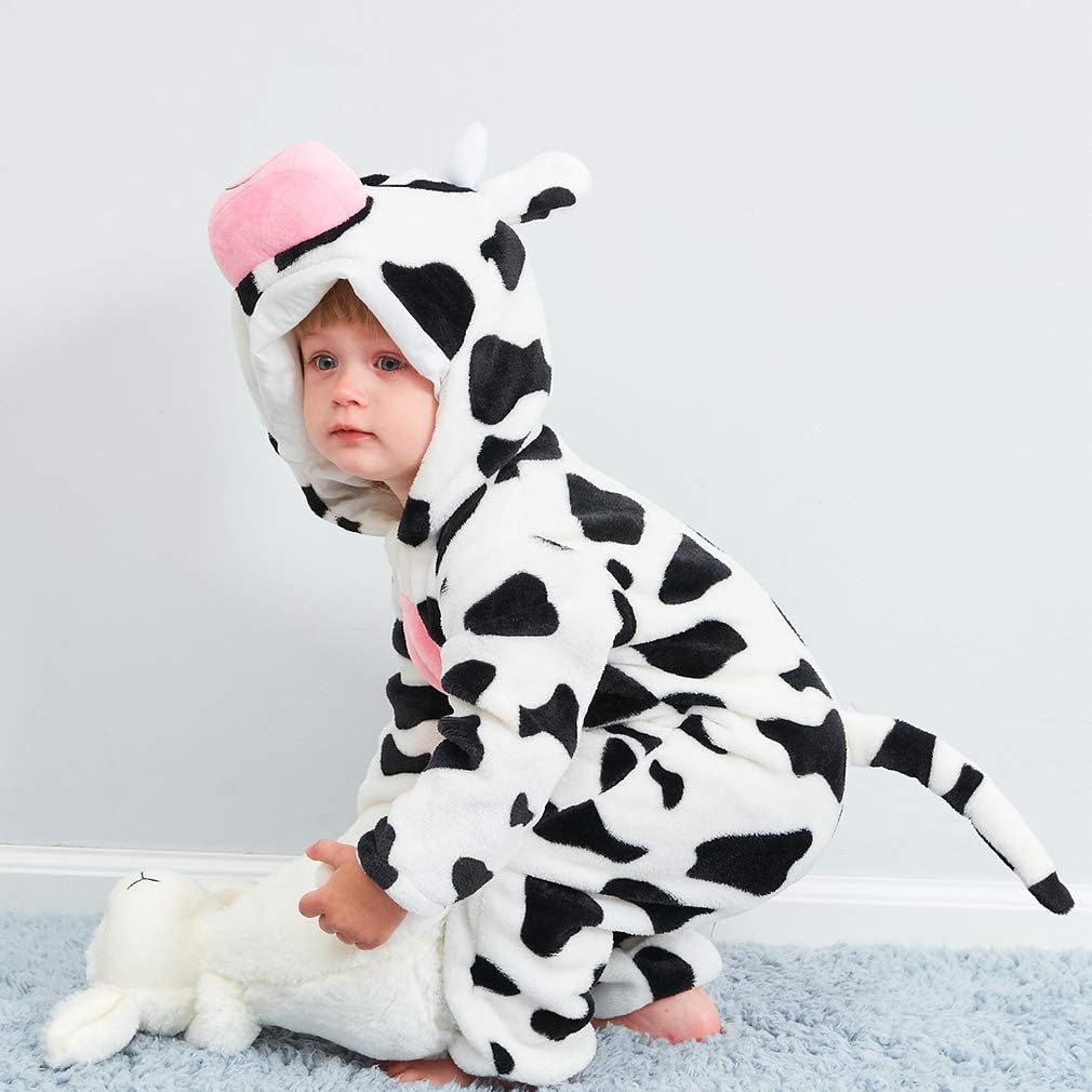 COOKY.D Unisex Winter Hooded Romper Jumpsuit 2-36 Months 6-12 Monate Kuh, 6-12 Monate Kuh