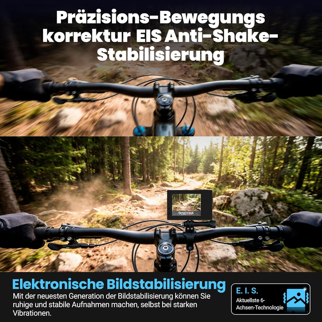 PATONA Action Cam Life SL3 | 4K 120fps 16MP EIS | 120° Weitwinkel Videokamera | Dual Screen Kamera |