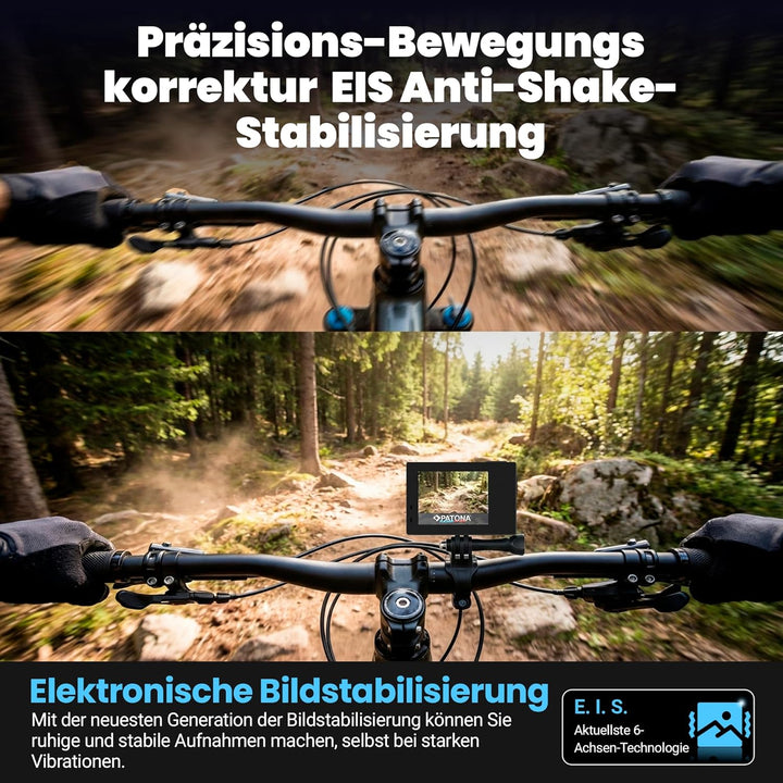 PATONA Action Cam Life SL3 | 4K 120fps 16MP EIS | 120° Weitwinkel Videokamera | Dual Screen Kamera |