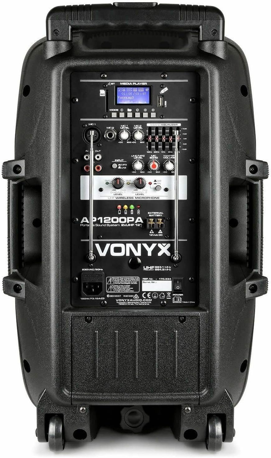 Vonyx AP1200PA - Mobile Partybox Bluetooth mit Akku, 600 Watt Party Lautsprecher mit Mikrofon, Musik