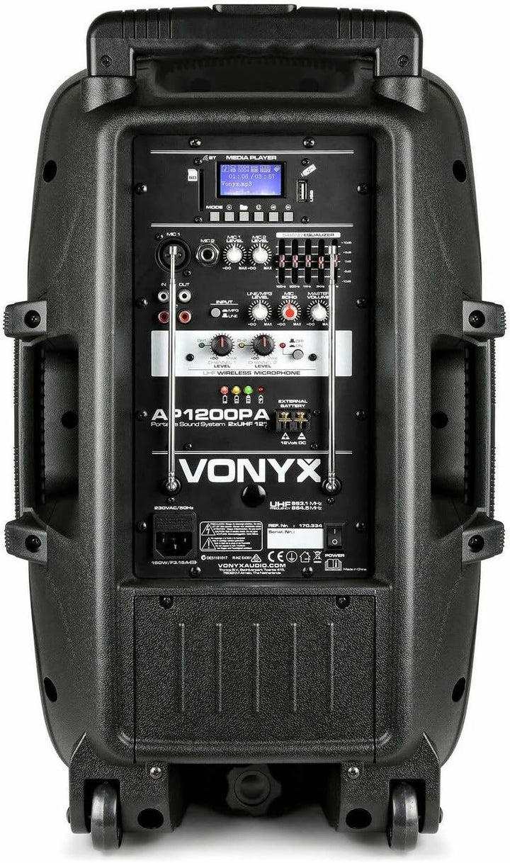Vonyx AP1200PA - Mobile Partybox Bluetooth mit Akku, 600 Watt Party Lautsprecher mit Mikrofon, Musik