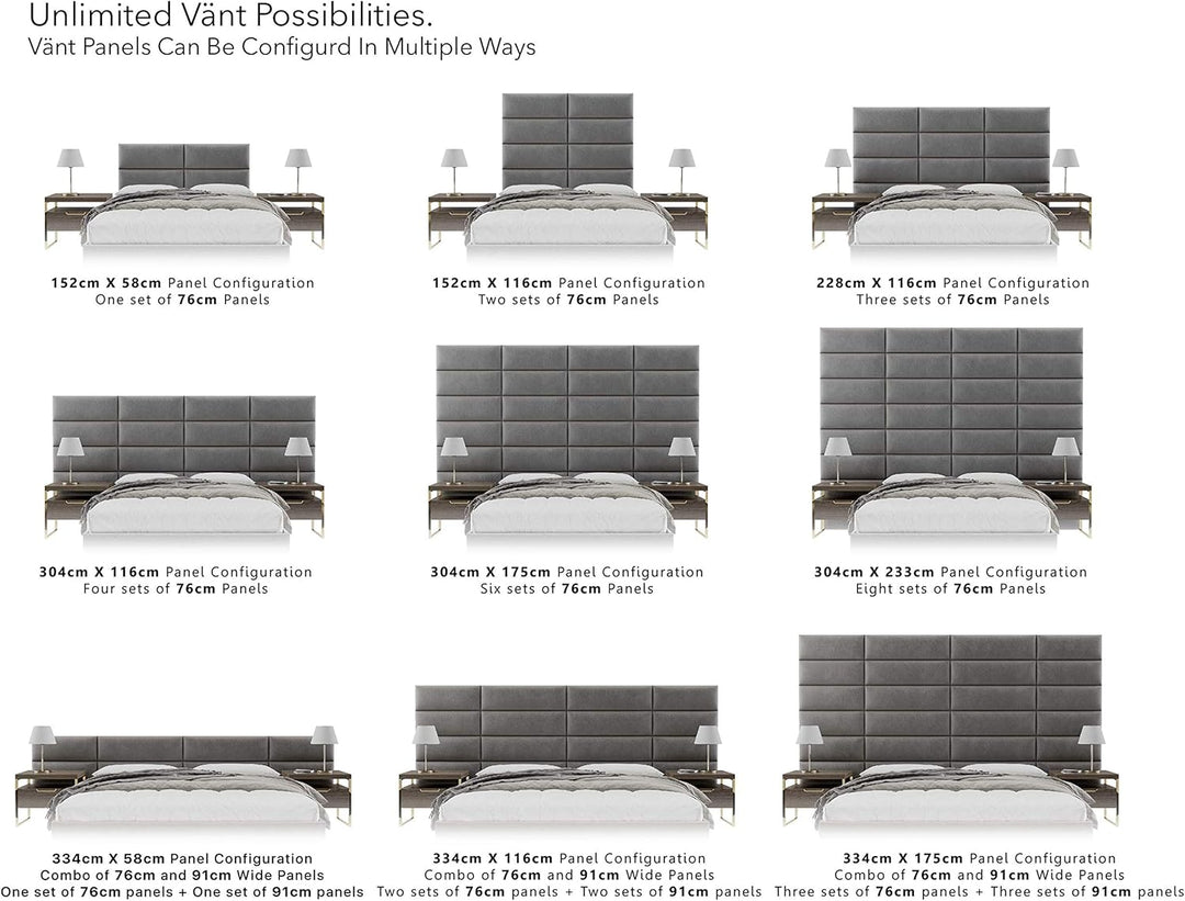 VANT Gepolsterte Kopfteile - Accent Wall Panels - Pack von 4 - Einfach Passen - König und Zwilling B