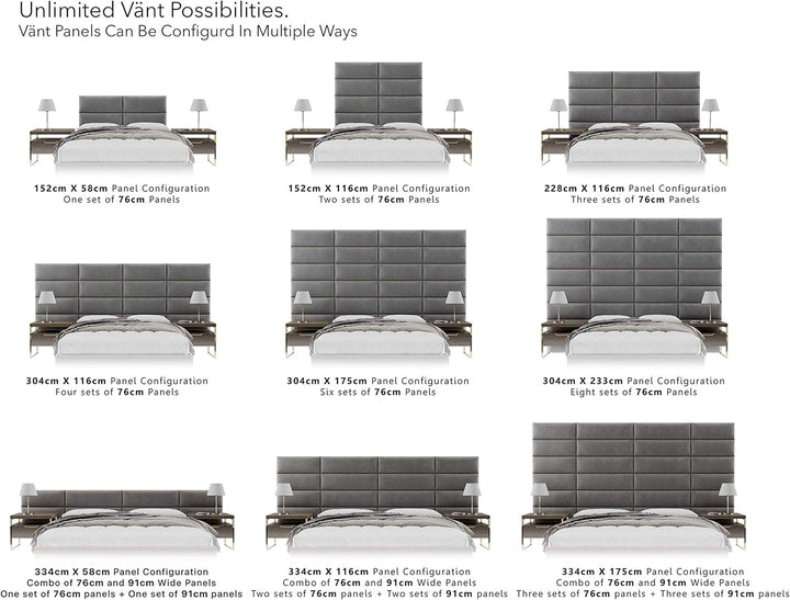 VANT Gepolsterte Kopfteile - Accent Wall Panels - Pack von 4 - Einfach Passen - König und Zwilling B