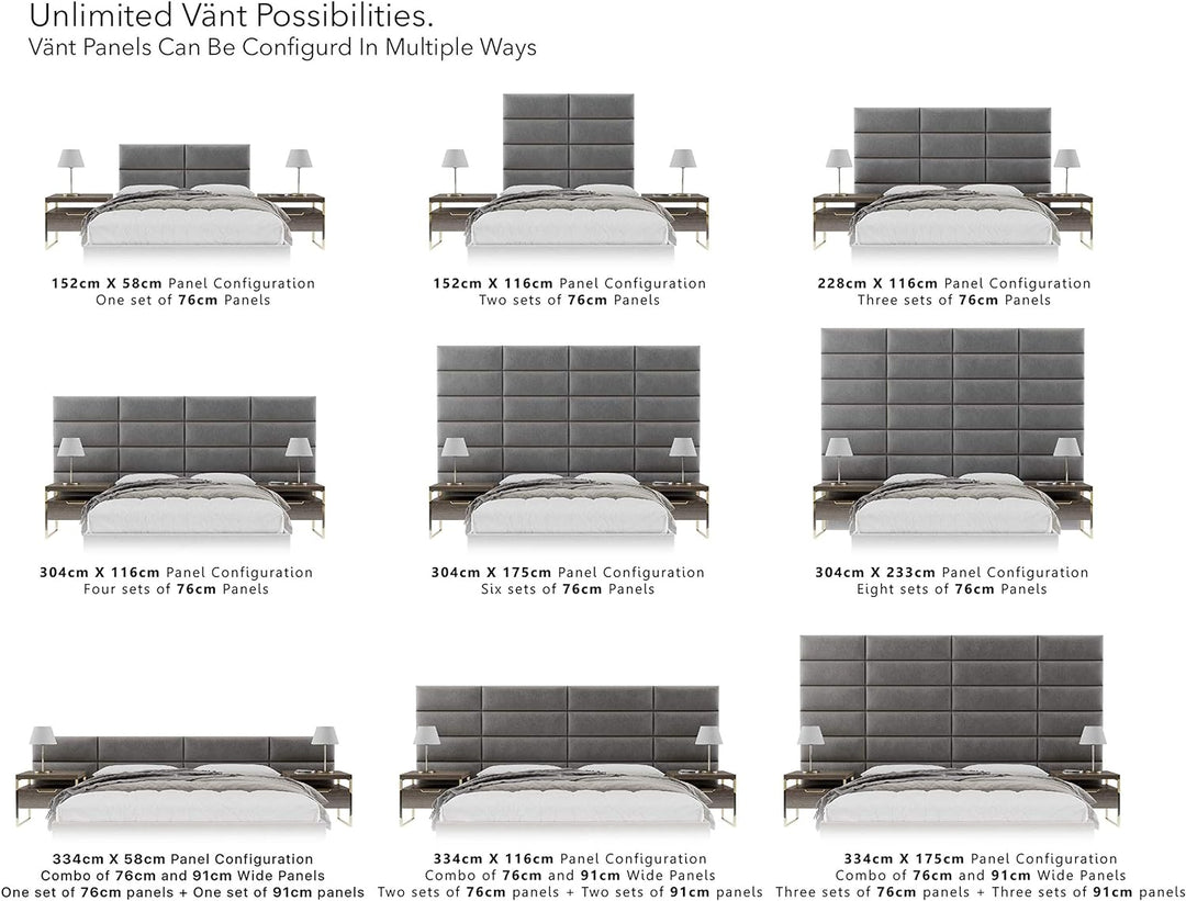 VANT Gepolsterte Kopfteile - Accent Wall Panels - Pack von 4 - Einfach Passen - König und Zwilling B