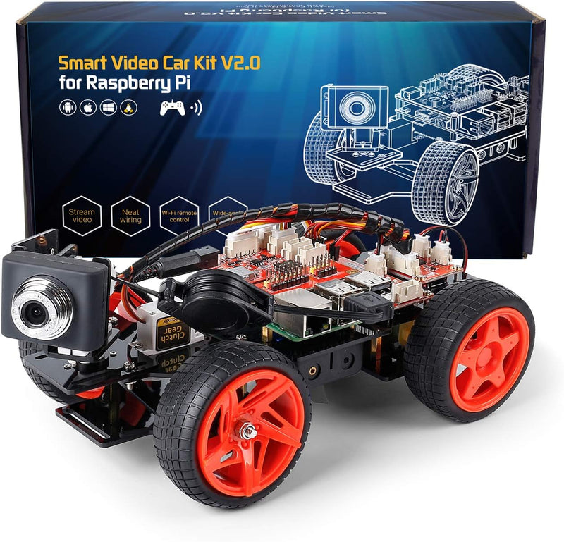 SUNFOUNDER Smart Video Car Kit V2.0 für Raspberry Pi 4 Model B 3B+ 3B Roboter Bausatz mit Graphical