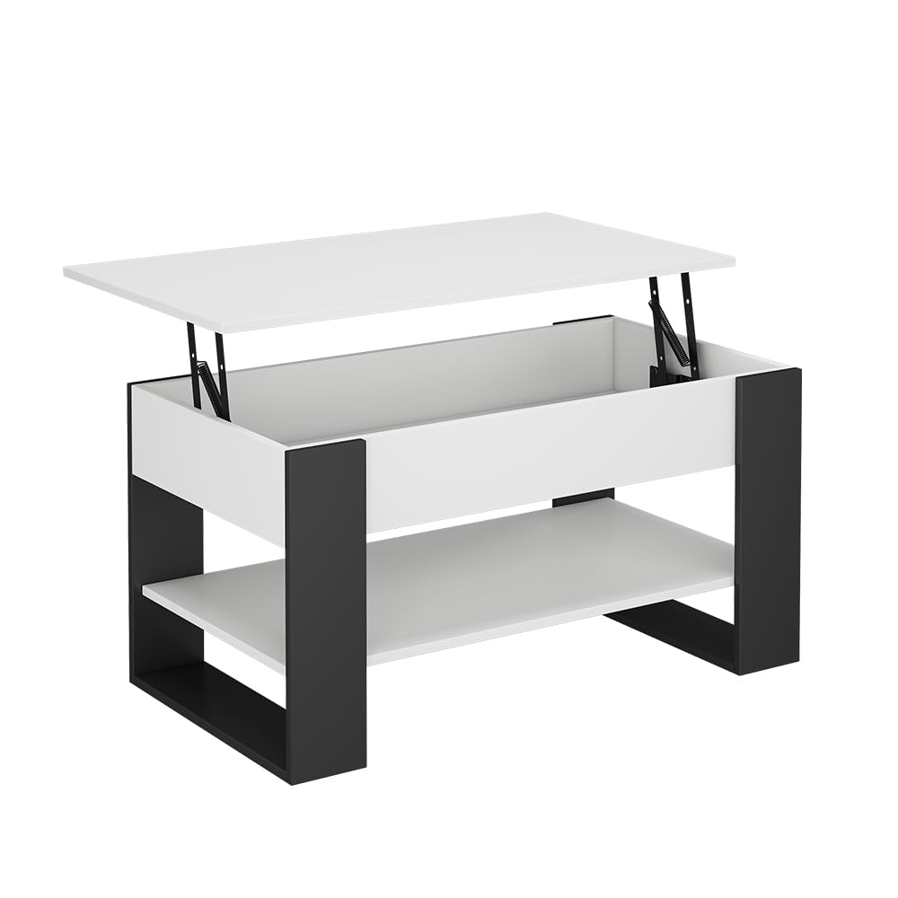 Vicco Couchtisch Lifto, Weiss/Anthrazit, 92 x 51 cm mit Liftfunktion, Weiss/Anthrazit