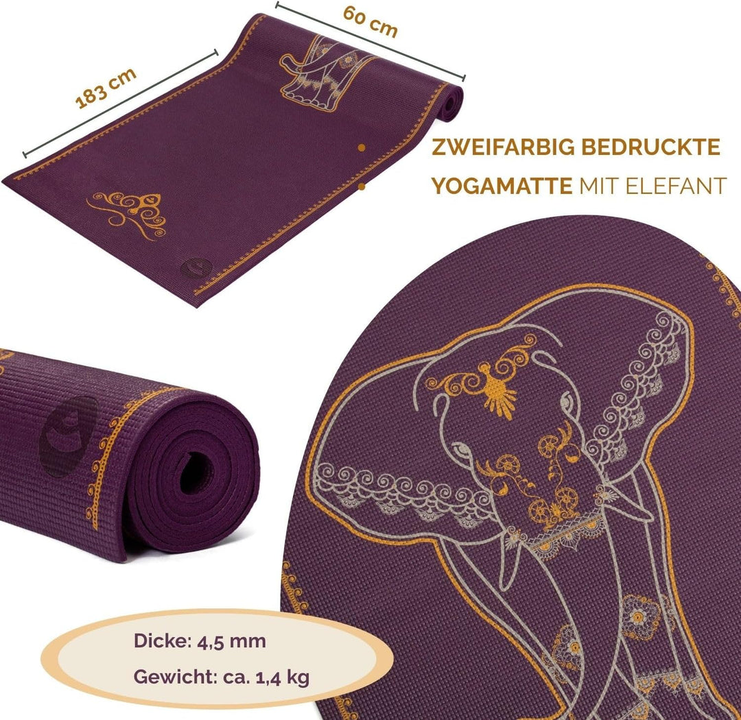 Yogamatte LEELA COLLECTION, viele Farbkombinationen und Design-Prints, Sticky Mat, leichte PVC-Matte