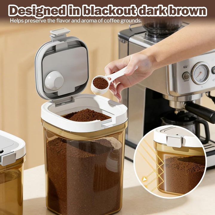 1300ML Kaffeedose Luftdicht, Kaffeebohnen Behälter Pulver Behälter mit Deckel und Löffel Kunststoff