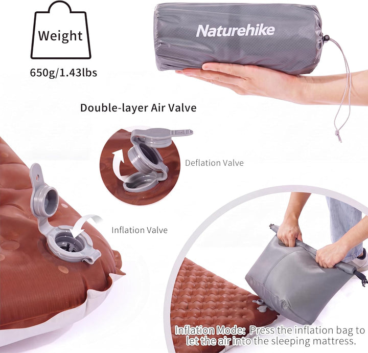 Naturehike Camping Isomatte Ultraleicht 5,8 R-Wert, 8 cm Dicke Aufblasbare Isomatte 4 Jahreszeiten L