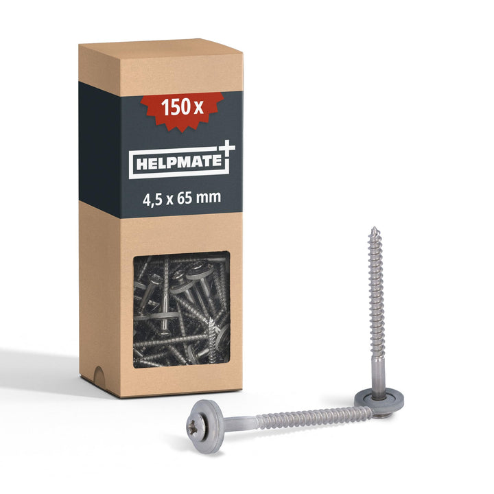 HELPMATE Spenglerschrauben 4,5x65 mm, 150 Stück, DIN 7995, Edelstahl A2, PZ2, DIN 7995, Dachdeckersc