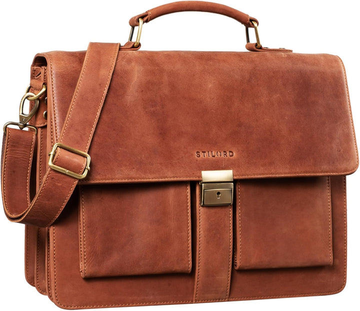 STILORD 'Eros' Aktentasche Leder 15,6 Zoll Laptoptasche Business Umhängetasche Grosse Arbeitstasche