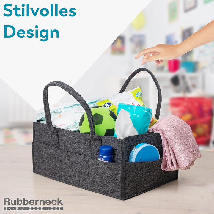 Rubberneck Baby Windel Filztasche XL - tragbare Wickeltasche, Allzweck Organizer aus Filz (Dunkelgra