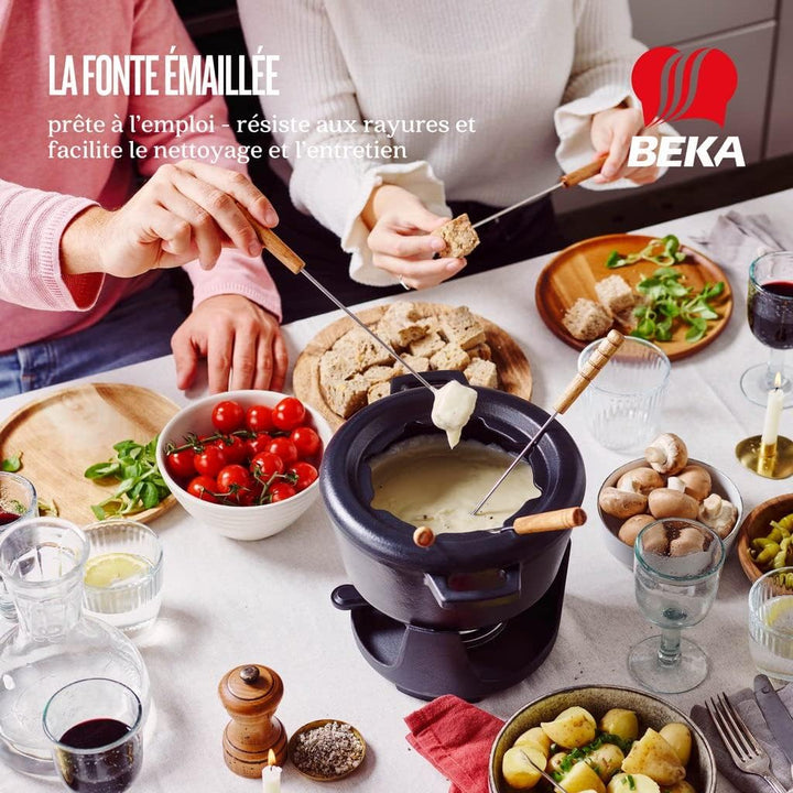 Beka Nori Schwarz Fondueset 2l Rund Gusseisen8 Forks Included