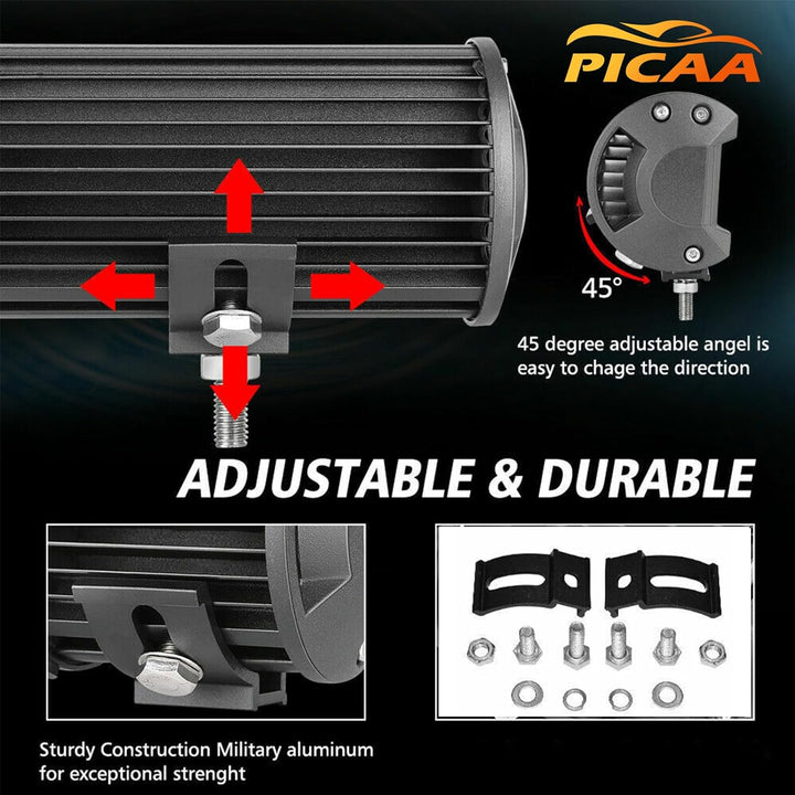 PICAA 324W 23 Zoll LED Lightbar Tri-Reihe LED Lichtbalken Arbeitsscheinwerfer 12V 6000K Wasserdicht