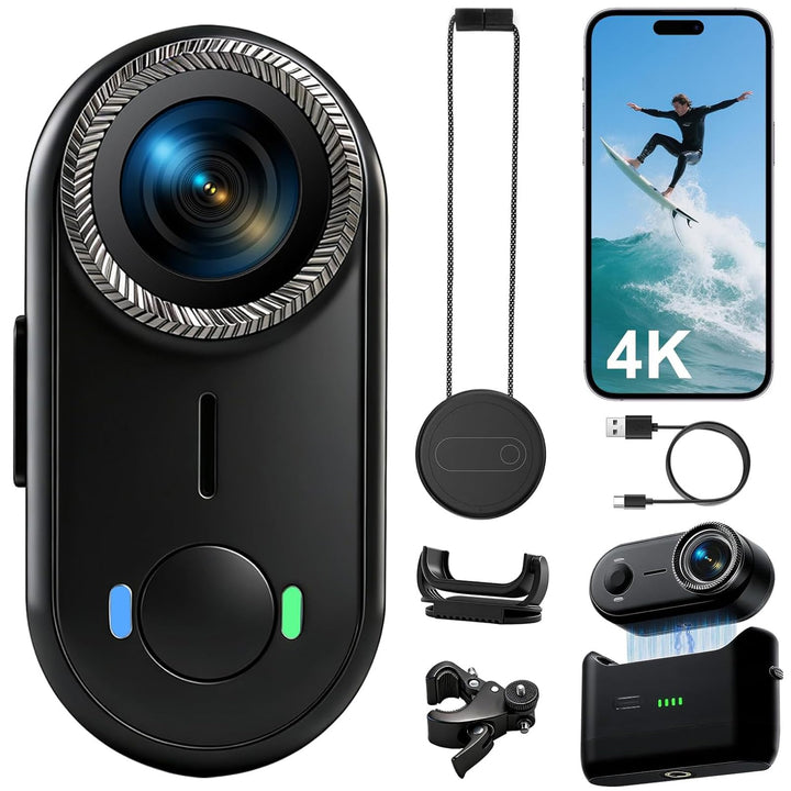 OBEST Action Cam 4K 30FPS Wasserdicht 10m WiFi Action Kamera 64GB Mini Bodycam Körperkamera Bildstab