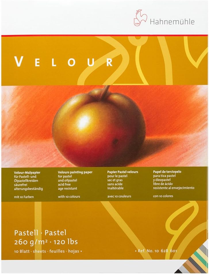 Hahnemühle Pastellpapier Velour, 36 x 48cm, 10 Farben, samt, 260g/m², 10 Blatt Velour 36x48, Velour