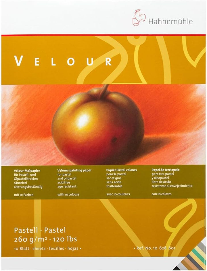 Hahnemühle Pastellpapier Velour, 36 x 48cm, 10 Farben, samt, 260g/m², 10 Blatt Velour 36x48, Velour