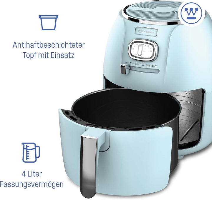 Westinghouse Retro Serie Airfryer, 4L, Heissluftfritteuse, 1500 W, Schnell &amp; einfach, antihaftbeschi