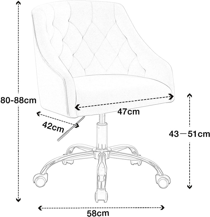 WOEOA Bürostuhl aus Samt,Schminkstuhl,Ergonomisch Drehstuhl,360° Drehbar, Höhenverstellbar,für Wohnz