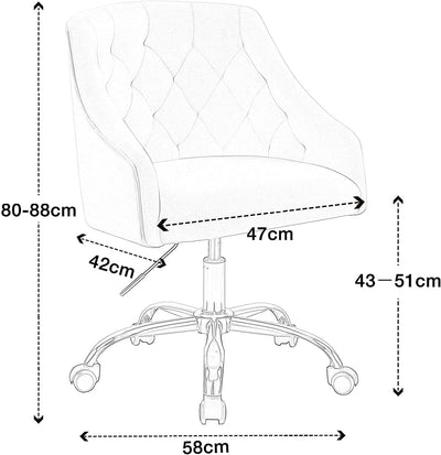 WOEOA Bürostuhl Samt,Schreibtischstuhl Mädchen,Rollen Computerstuhl,Frauen Drehstuhl,Höhenverstellba