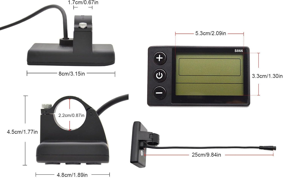 Display, S866 ABS LCD Display mit 6 Pin Wasserdicht Anschluss für Scooter Modifikation