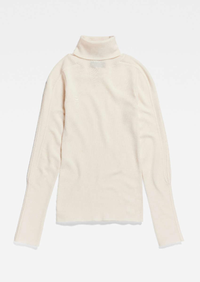 G-STAR Damen Core Slim Turtle Knitted Sweater XS Beige (Eggnog D23678-b692-g076), XS Beige (Eggnog D