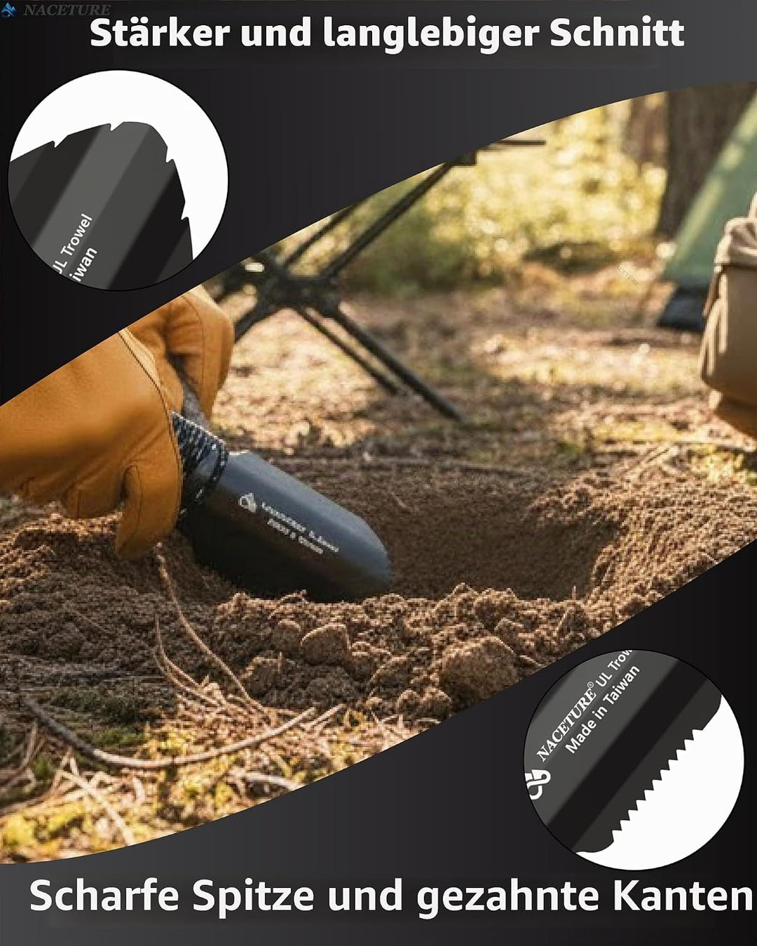 NACETURE Ultraleichte Backpackkelle aus Aluminium, kleines Töpfchen-Multitool mit längerem Griff, un