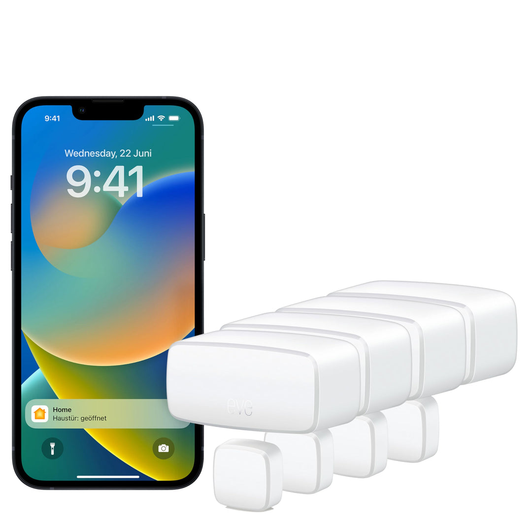 Eve Door &amp; Window (Matter) Set – Smarter Kontaktsensor für Türen &amp; Fenster, Mitteilungen (offen/zu),