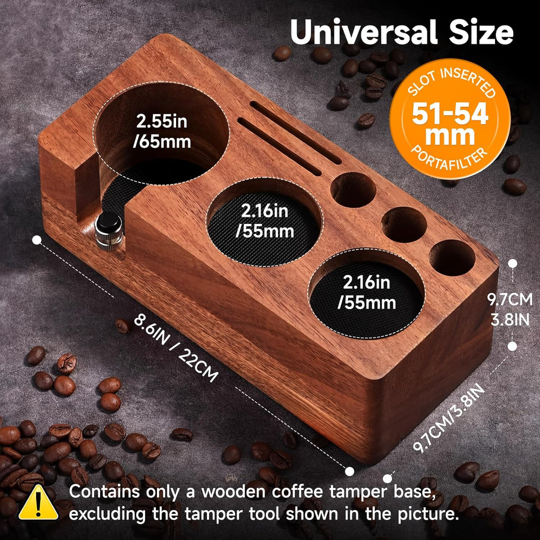 Tamperstation aus Walnussholz für 51-54mm - Siebträger Station & Espresso Station mit Silikonkissen