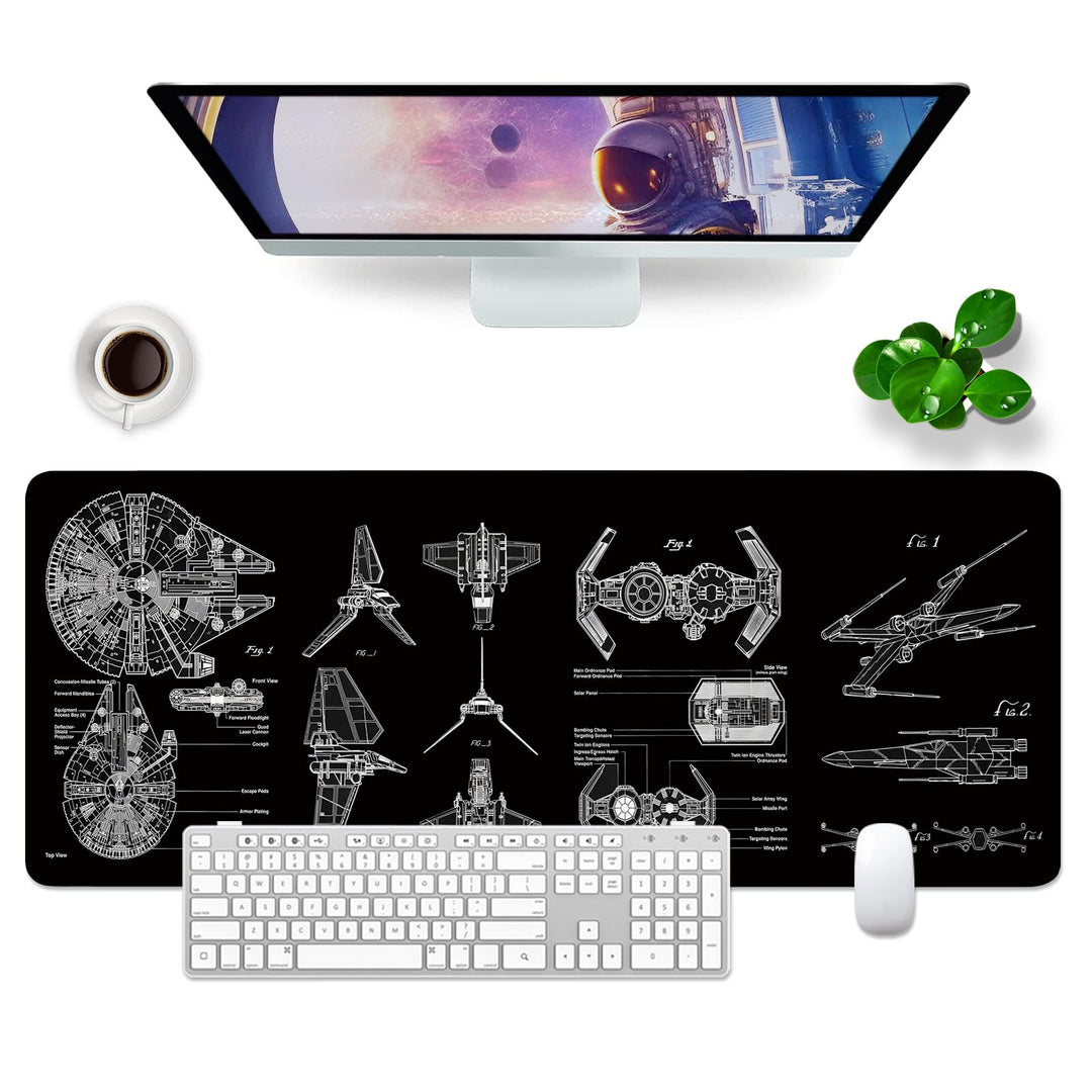 Schwarz Gaming Mousepad (Englischer) Schreibtischunterlage 800x300mm XL Mousepad Design Grosses Maus