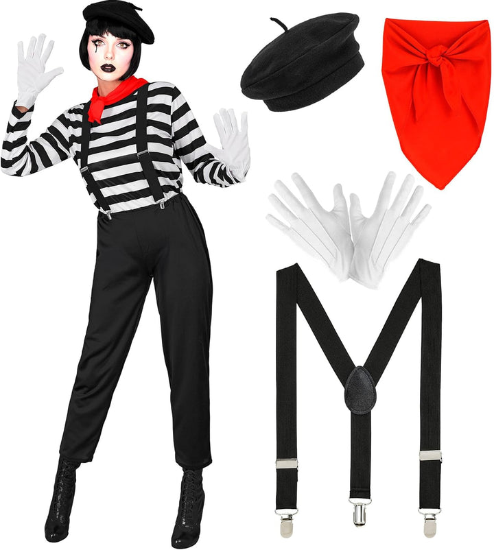 W WIDMANN MILANO Party Fashion - Kostüm Pantomime für Damen, Komplett-Outfit für Verkleidung an Karn