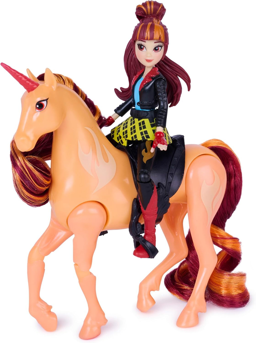 Unicorn Academy Lagerfeuer-Set mit Valentina &amp; Cinder,ab 4 Jahren | Bewegliches Einhorn | Sattel &amp; Z