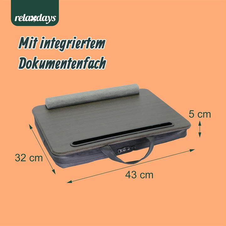 Relaxdays Laptopkissen mit Tasche, BxT: 43 x 32 cm, Handyhalterung, Handballenauflage, Laptop Knieta