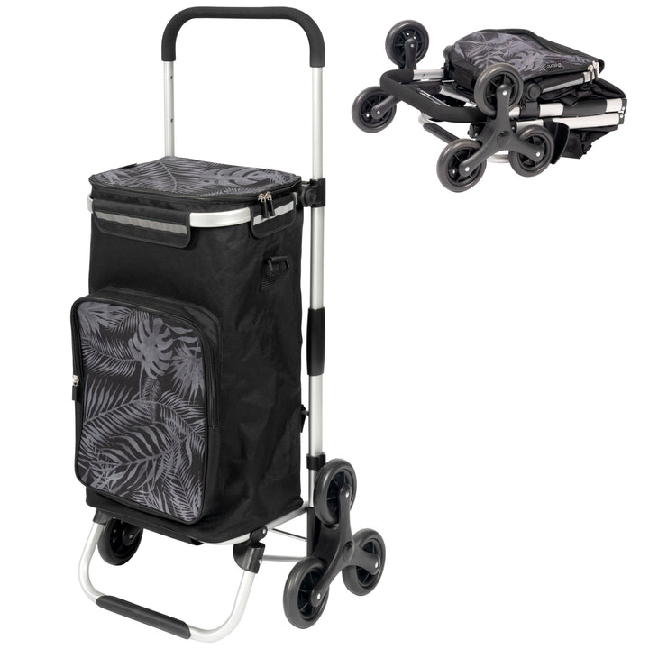 eluno Einkaufstrolley OKEL, Treppensteiger, klappbarer Handwagen, inkl. 2 Kühlfächern, Einkaufswagen