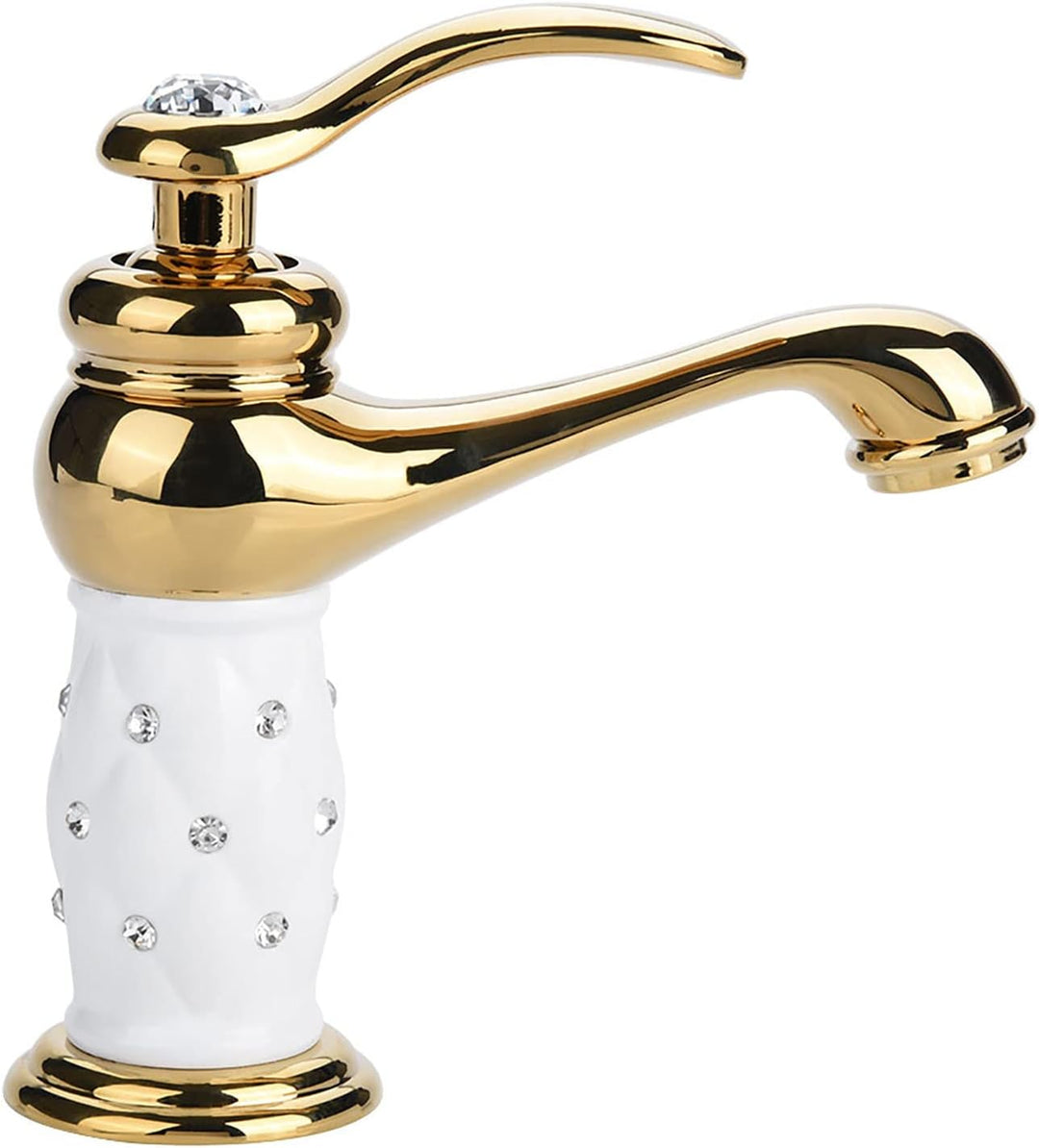 Aramox waschtischarmatur, Solide Messing Mischbatterie Kalt/Warmwasserhahn mit Strass Ornamente für