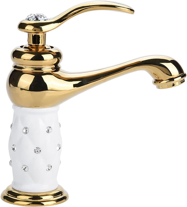 Aramox waschtischarmatur, Solide Messing Mischbatterie Kalt/Warmwasserhahn mit Strass Ornamente für