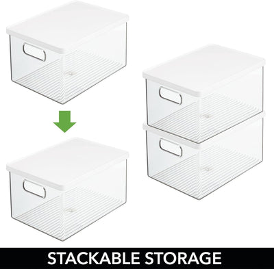 mDesign 4er-Set Kühlschrankbox – Kühlschrank Vorratsdose mit Griffen und abnehmbarem Deckel – lebens