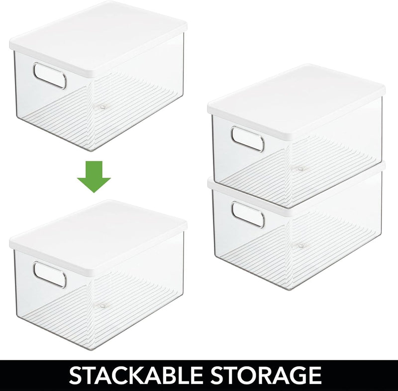 mDesign 4er-Set Kühlschrankbox – Kühlschrank Vorratsdose mit Griffen und abnehmbarem Deckel – lebens
