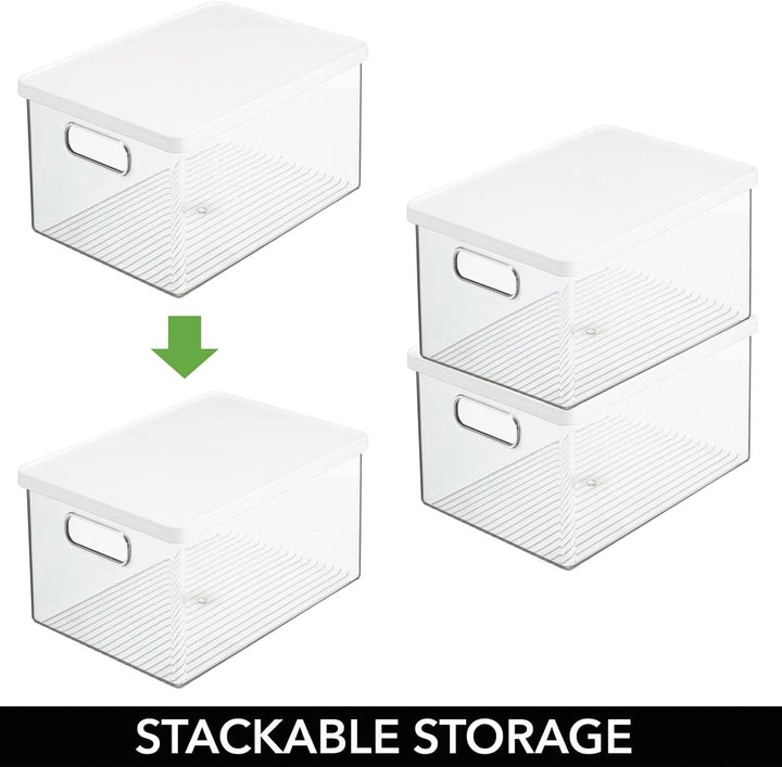 mDesign 2er-Set Badezimmer Organizer – praktische Aufbewahrungsbox aus Kunststoff mit Deckel – stape