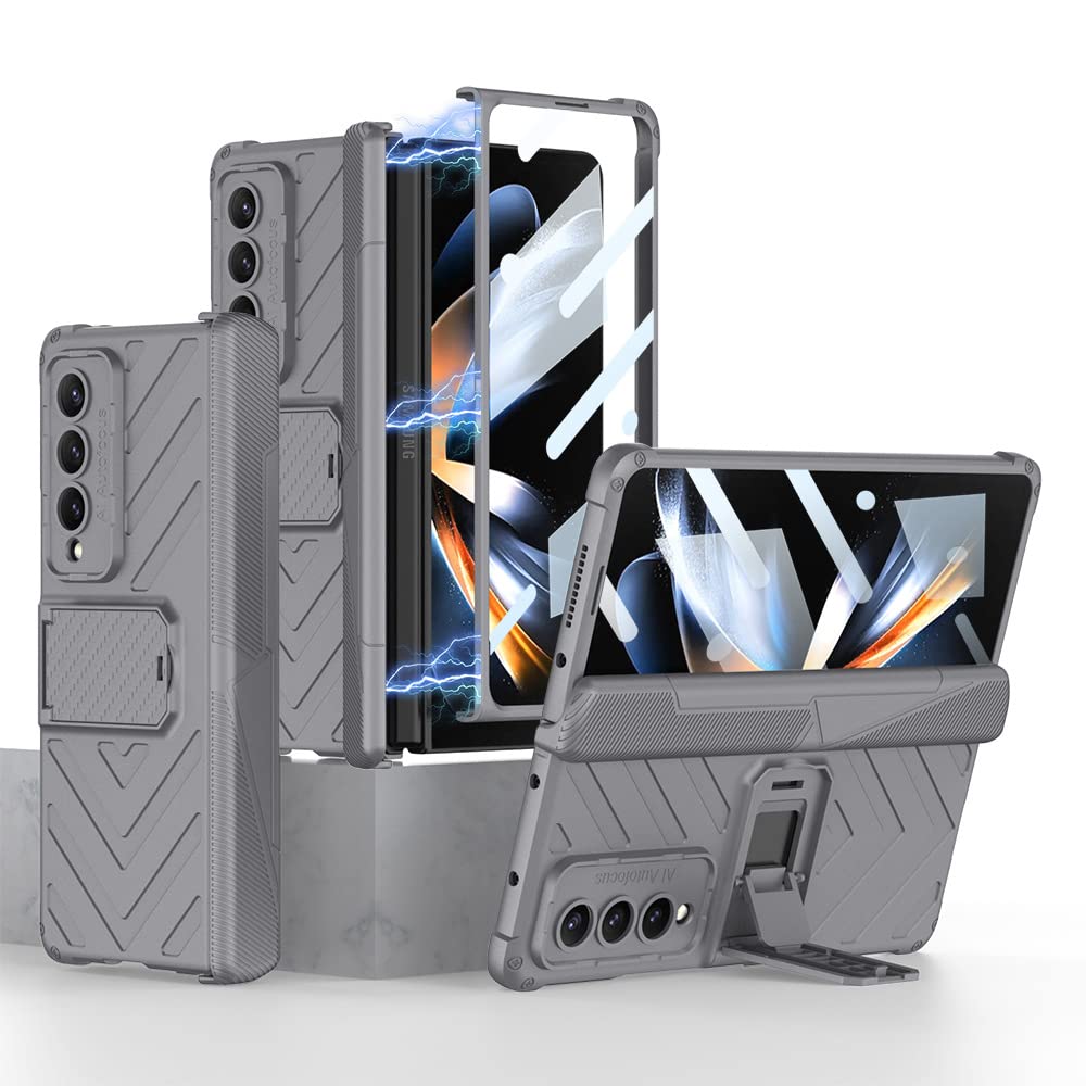 Miimall Handyhülle Kompatibel mit Samsung Galaxy Z Fold 4 Hülle mit Scharnierschutz, Hartes PC Stoss