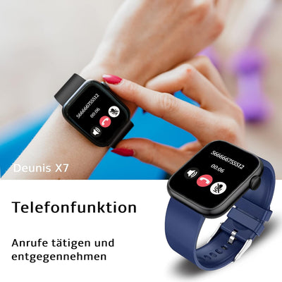 Deunis X7 Smartwatch mit Telefonfunktion 1,85 Zoll Damen Herren, Fitness Tracker, Schlafmonitor, Sch