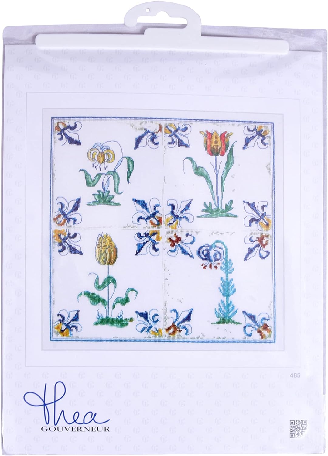 Thea Gouverneur - Kreuzstich-Set - Antike Flieen. Blumen - Leinen - 36 Count - Für Erwachsene - 485