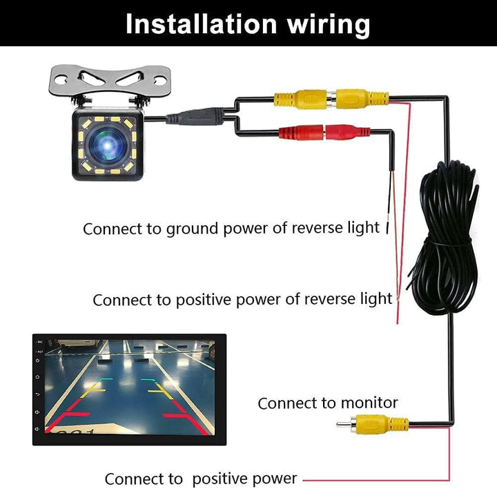 Camecho Rückfahrkamera mit Super Nachtsicht IP67 Wasserdicht Auto Rückfahrkamera 170° Weitwinkel 12